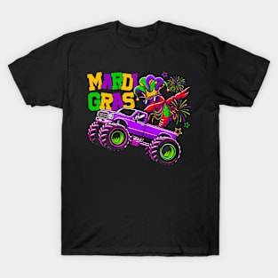 Crush Mardi Gras Dabbing Crawfish Monster Truck Boys Kids T-Shirt